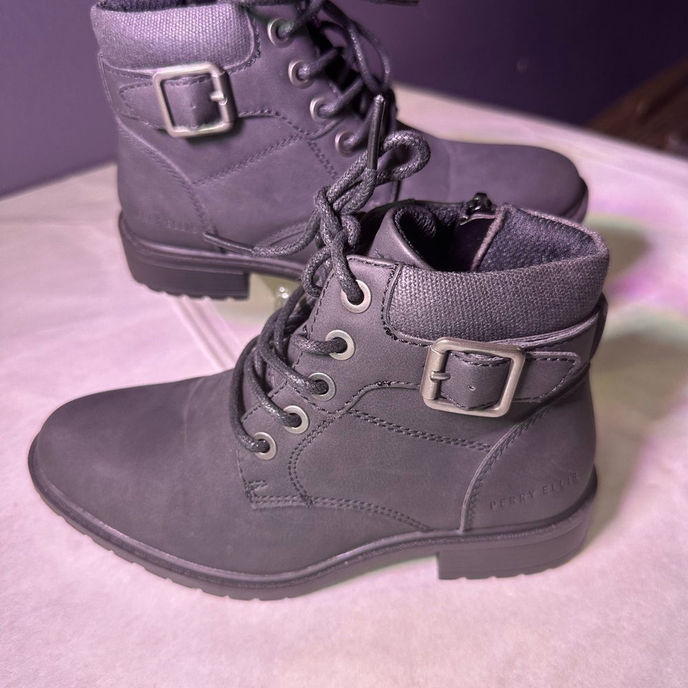 Perry Ellis Women's Charcoal Combat Boots
